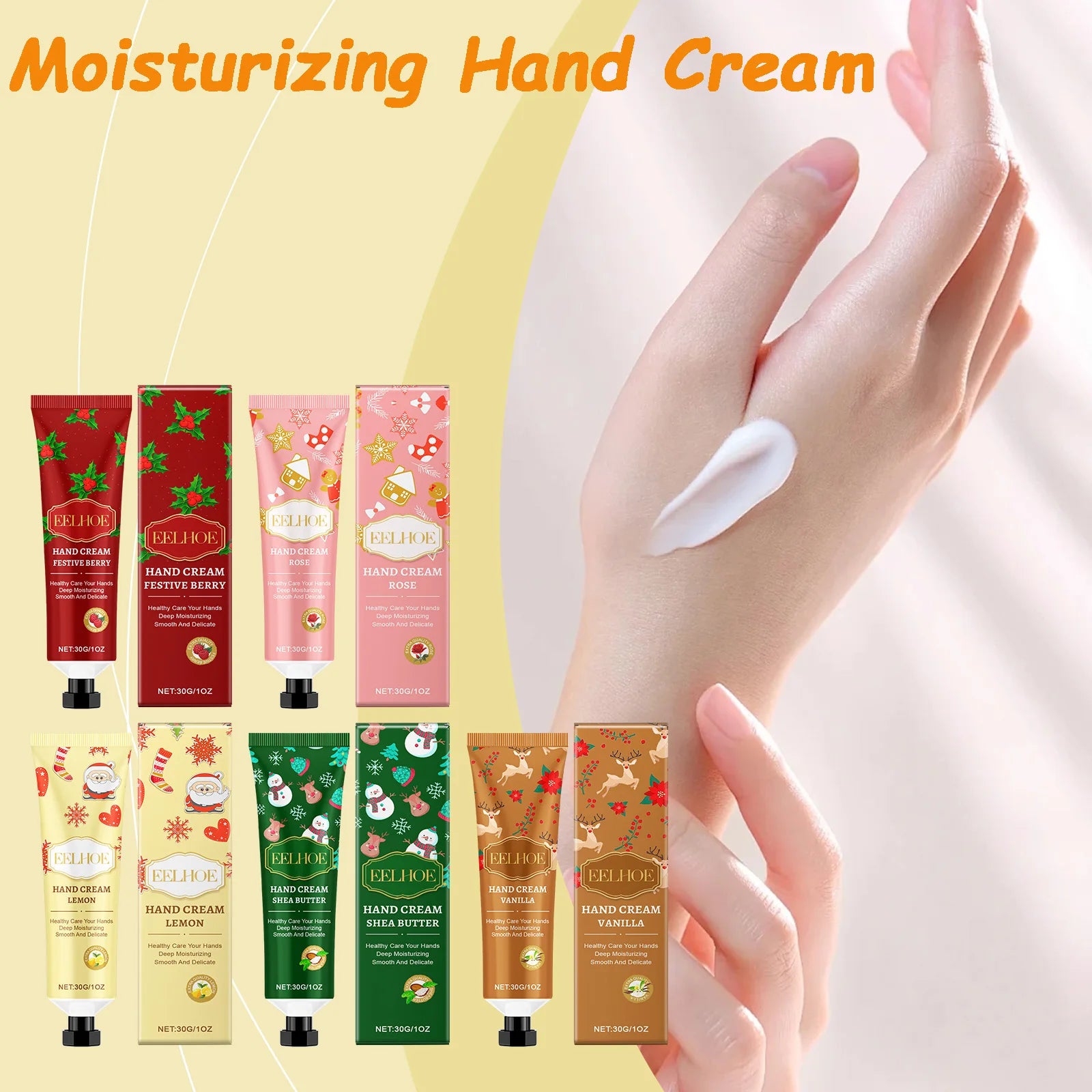 Christmas Hand Cream Moisturizing Refreshing Hand Cream for Dry Cracked Skin Nourishing Anti-Drying Smooth Winter Hydration 30g Peaceful Pleasures Health and Wellness