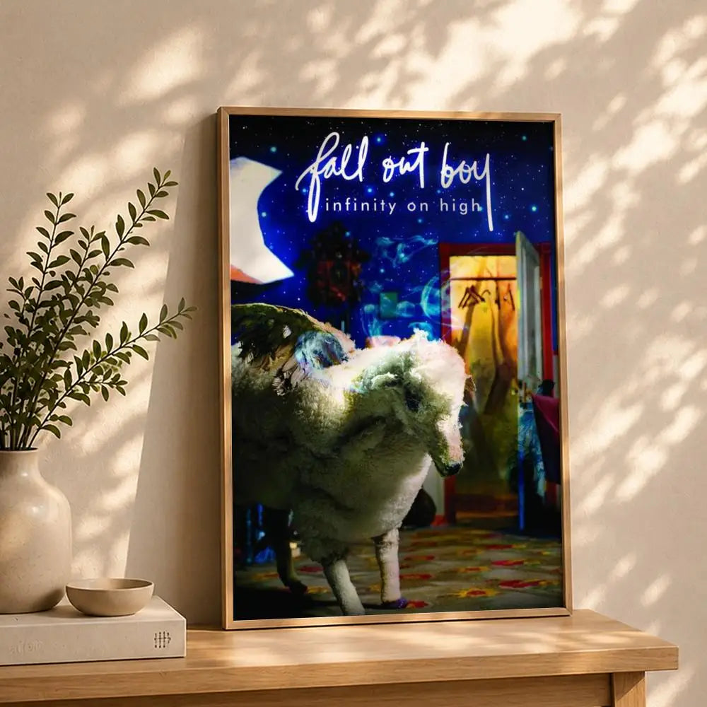 Band F-Fall Out BoyS Poster HD Self Adhesive Waterproof Wall Art Ideal for Home Office Dorm Bedroom Great Gift Peaceful Pleasures Health and Wellness White9 15X20cmNoframe