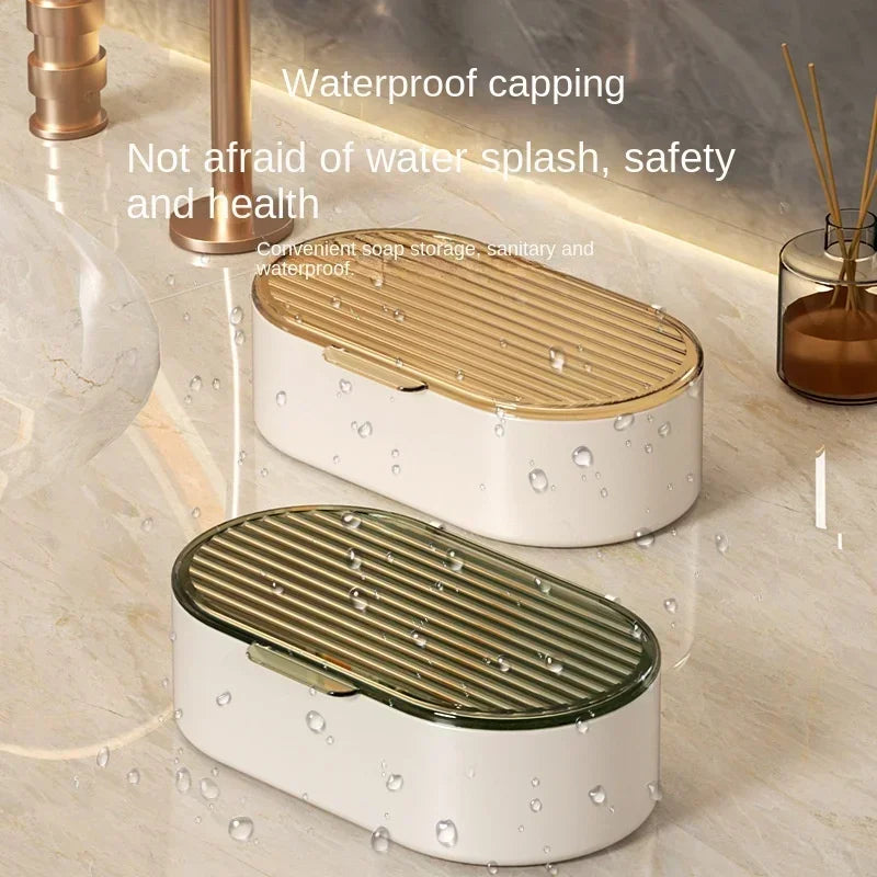 2025 Hot Double-layer Soap Box Household Bathroom Non-punching Hollow Drain Soap Box with Cover Dust Soap Box Holder Peaceful Pleasures Health and Wellness