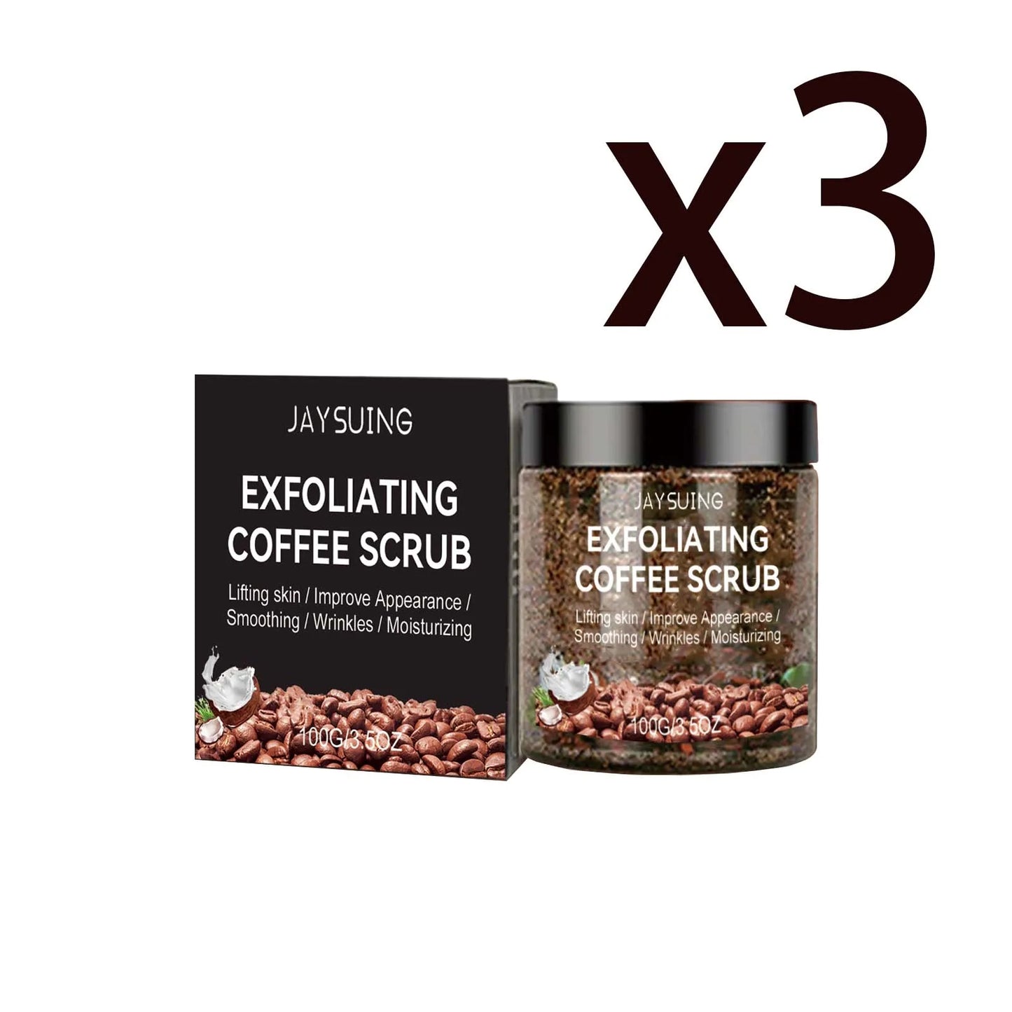 Coffee Scrub for Deep Cleaning & Moisturizing Pores Peaceful Pleasures Health and Wellness 3x100g 100g
