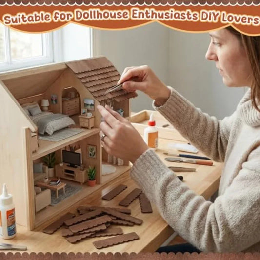 50x 1:12 Scale Miniature Dollhouse Roof Shingles – Brown Wood Miniature Roof Shingles Peaceful Pleasures Health and Wellness Default Title