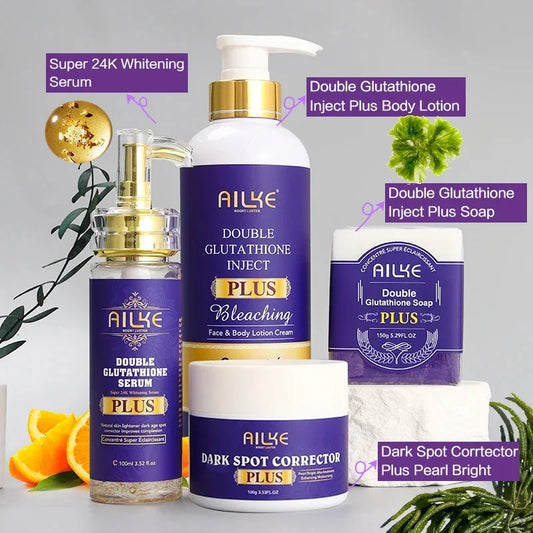 AILKE Double Glutathione 4-Piece Skin Brightening Set | All Skin Skin Brightening Set Peaceful Pleasures Health and Wellness 4 In 1 Set China Mainland