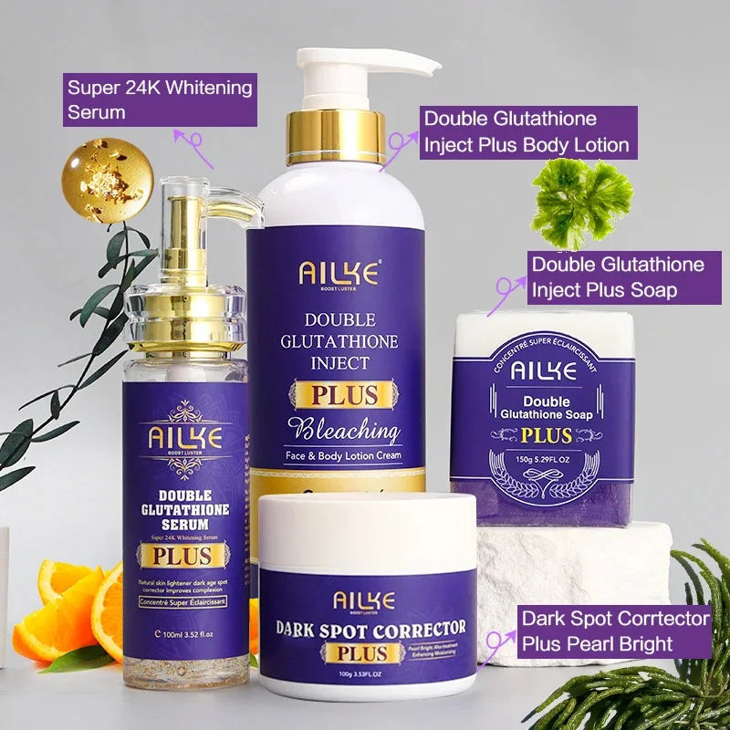 AILKE Double Glutathione Plus Brightening 4-Piece Skin Set