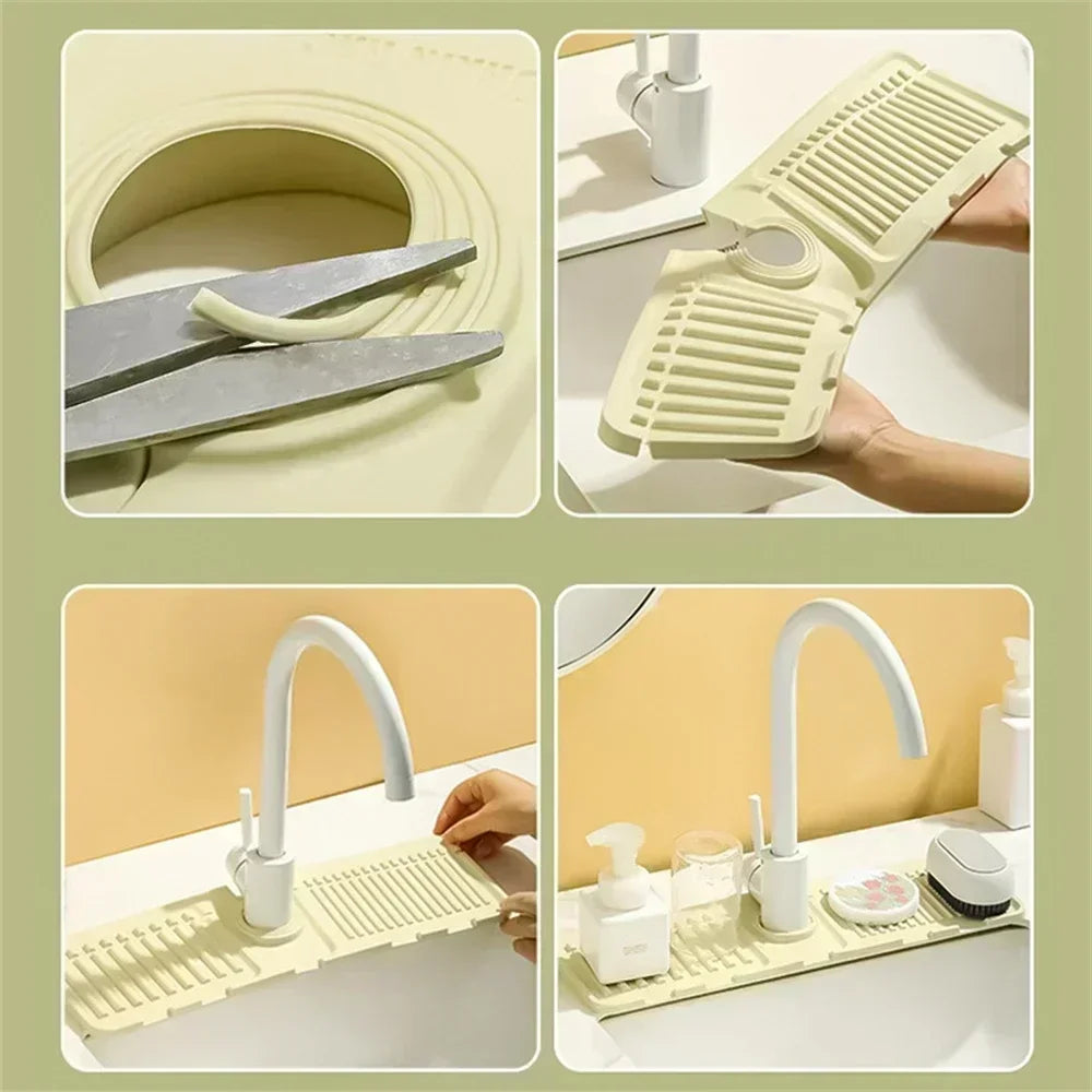 Silicone Faucet Splash Pad Multipurpose Toilet Soap Storage Slope Design for Rapid Drainage Kitchen Foldable Drainage Mat Peaceful Pleasures Health and Wellness