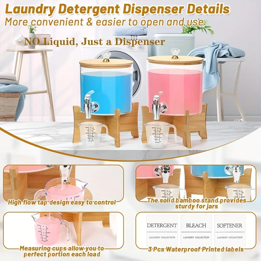 Laundry Detergent Dispenser with Stand – 1 or 2 Pack Faucet-Style Soap Container Organizer