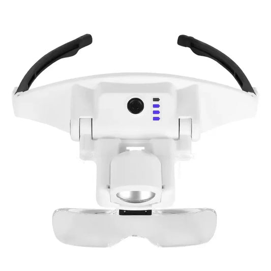 LED Rechargeable Headband Magnifier Interchangeable Lens Multiple Magnification 3 Colors Light for Reading Peaceful Pleasures Health and Wellness