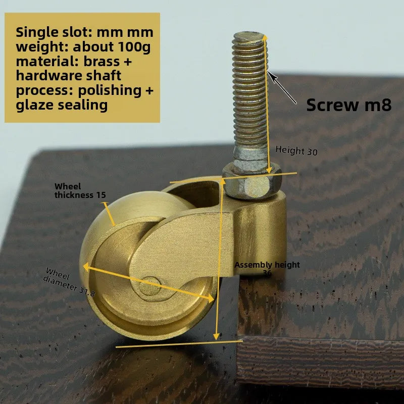Brass Furniture Caster | Universal Piano & Sofa Wheel Roller