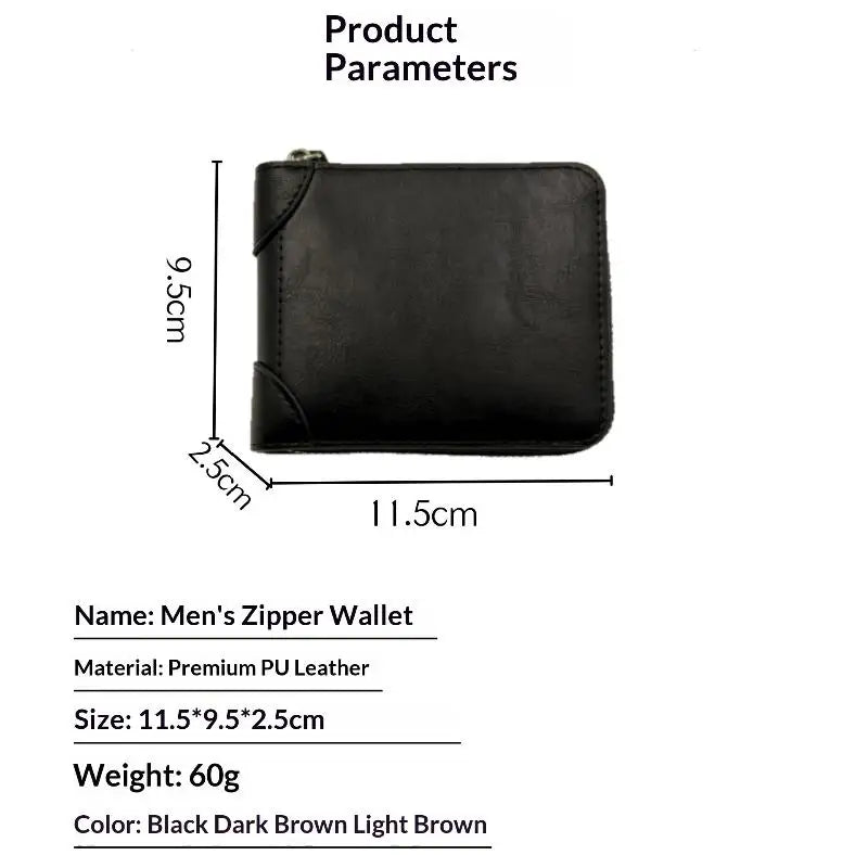 Men's Slim Zipper Wallet | Multi-Card Holder & Coin Pocket