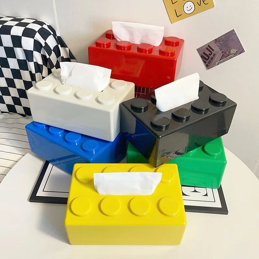 Cartoon Building Block Tissue Box | Fun Plastic Napkin Holder Tissue Box Holder Oasis Select
