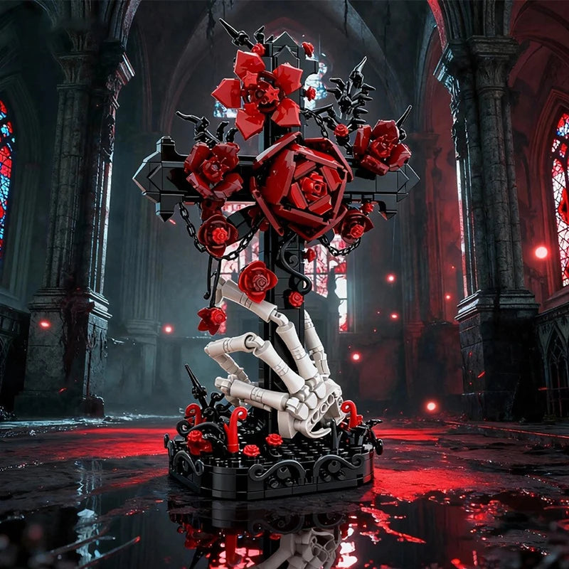 Gothic Skull Rose Bouquet MOC Building Blocks Set | Ages 14+