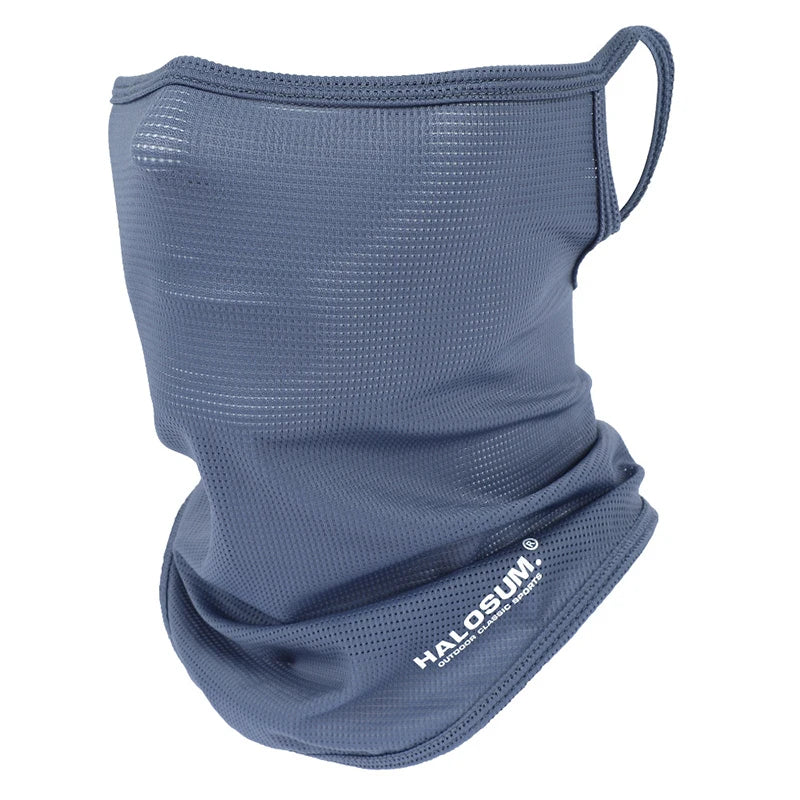 Summer Men's and Women's Ice Silk Veil Sunshade Breathable Outdoor Neck Protection Cycling Mask Half Face Style Peaceful Pleasures Health and Wellness gray