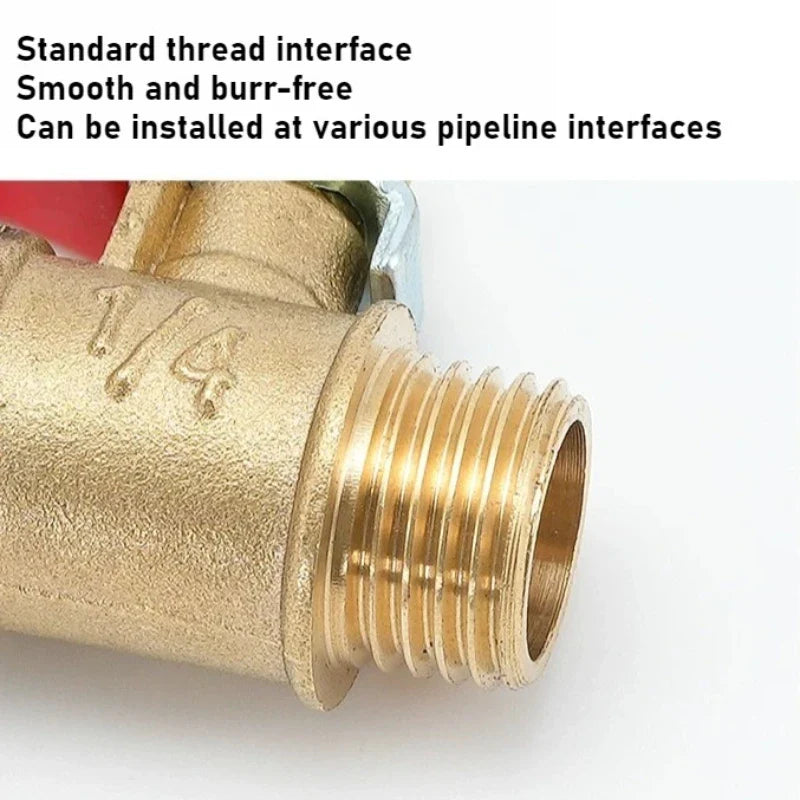 Pneumatic Copper Ball Valve – Red Handle Threaded Female 1/4"
