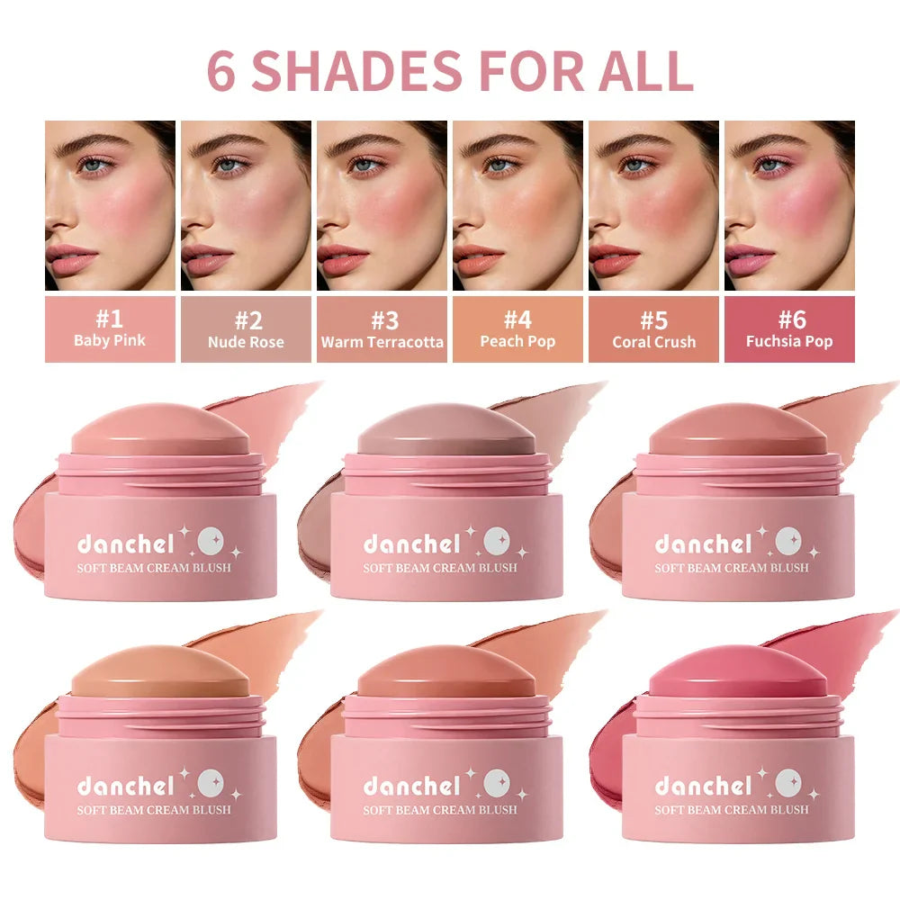 ibcccndc 6-Color Waterproof Cream Blush – Long-Lasting & Natural