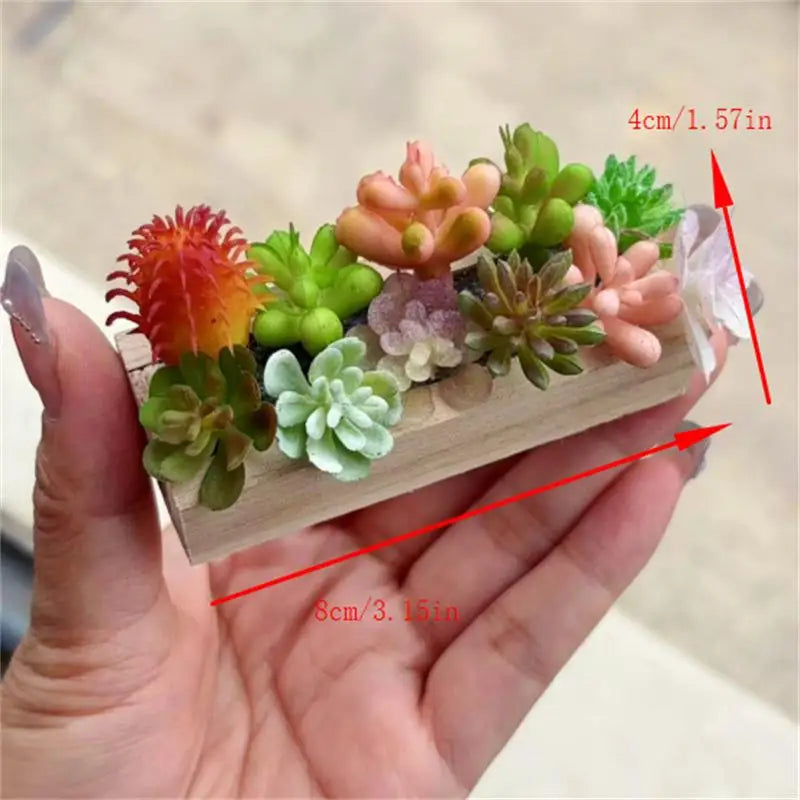 Miniature Wooden Trough Plant Pot Dollhouse Decor Ornament