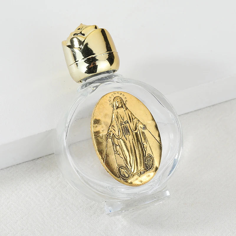 Beautiful Gold Rose Crystal Glass Empty Holy Water Jesus Bottle Religious Bottle Christian Baptism Supplies Gift Peaceful Pleasures Health and Wellness A11