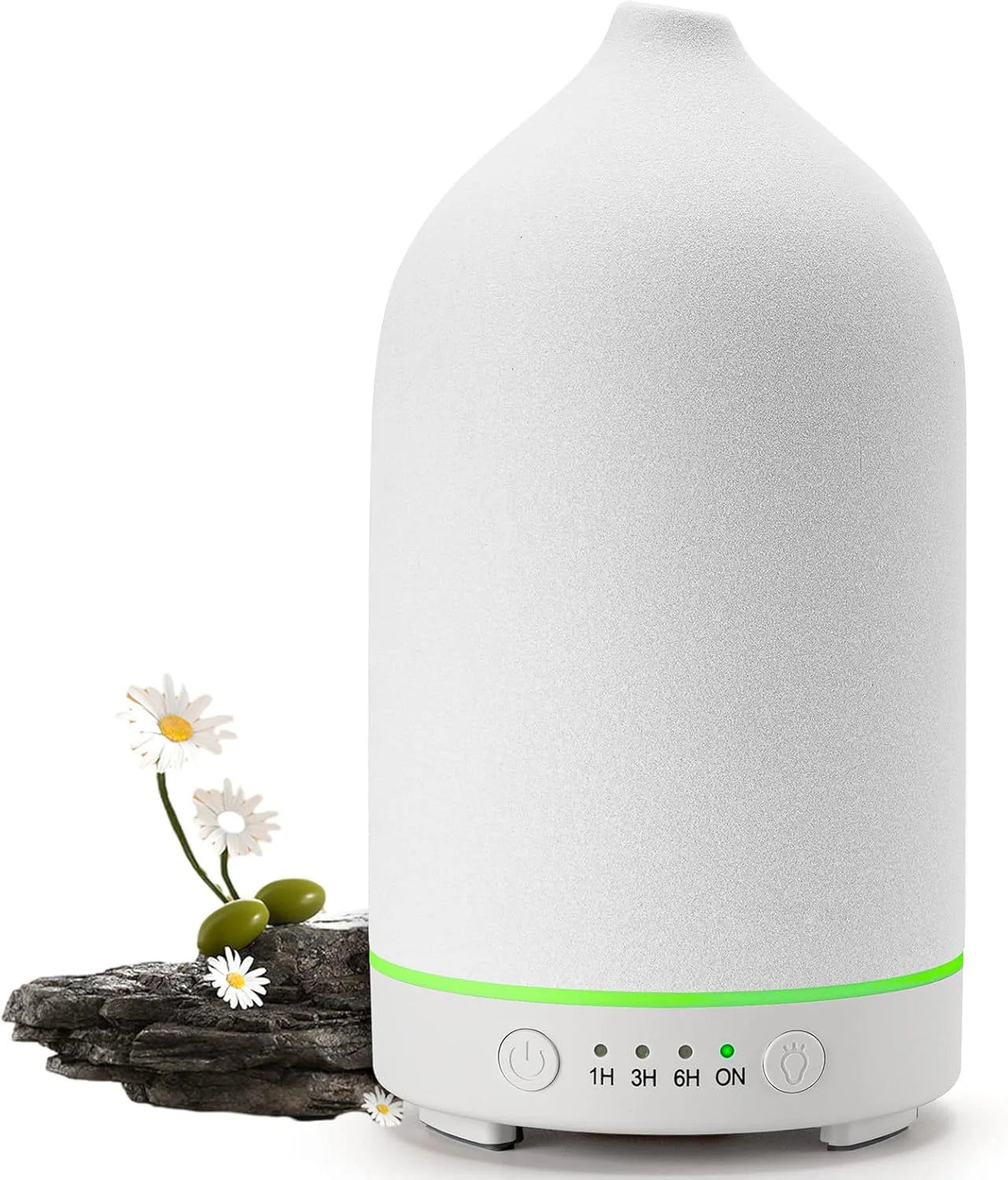 Ceramic Air Humidifier Aroma Diffuser Aromatherapy Cool Mist Ultrasonic Essential Oil Diffuser With 7 LED Humidifier Peaceful Pleasures Health and Wellness White US
