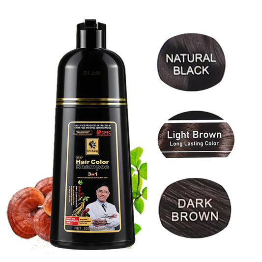 Long Lasting Hair Color Shampoo 3 in 1 Black Hair Dye Shampoo for Women&Men Natural Herbal Safety Cover White Gray Hair Cream Peaceful Pleasures Health and Wellness 2PCS Light Brown