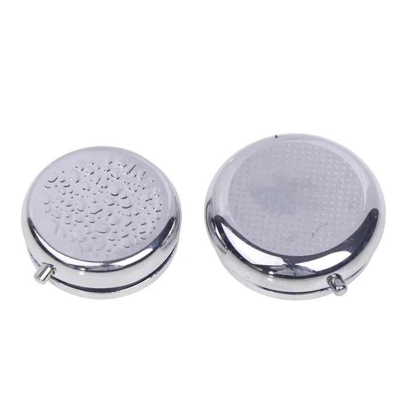 Metal Pill Boxes Stainless Steel Round Pill Boxes Medicine Organizer Container Medicine Case Splitters Pill Candy Box Peaceful Pleasures Health and Wellness