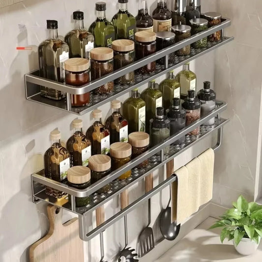 Wall-Mount Kitchen Knife Rack & Spice Organizer | YUNJIEYA Kitchen Wall Organizer Peaceful Pleasures Health and Wellness