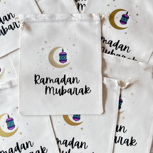 5pcs Ramadan Mubarak Eid Gift Bags | Cloth Eidi Money Pouches Holiday Gift Bags Peaceful Pleasures Health and Wellness 5 pieces 13x18cm