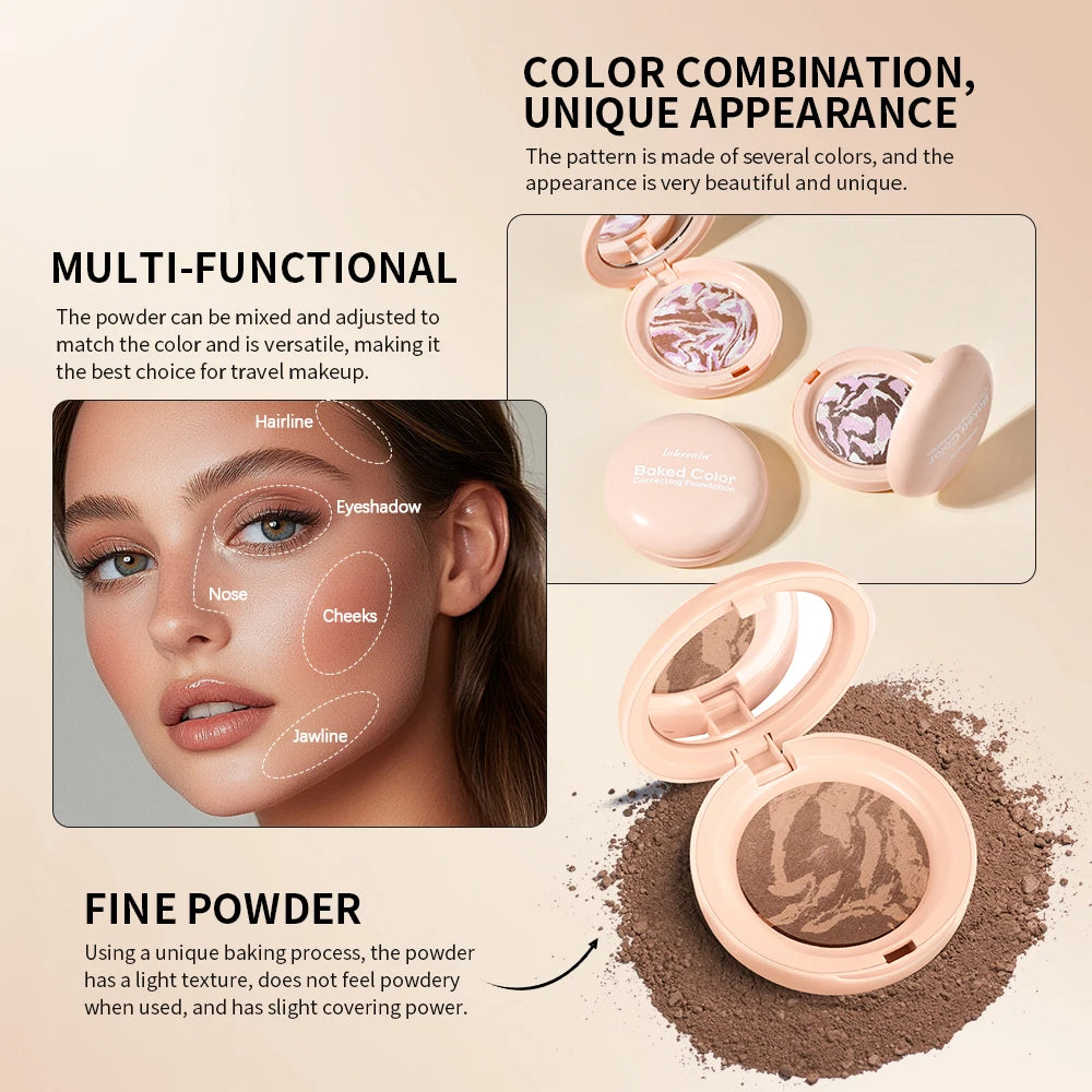 Matte Baked Color Correcting Foundation Bronzer Pressed Powder Compact Long Lasting Oil Control Loose Setting Powder Foundation Peaceful Pleasures Health and Wellness