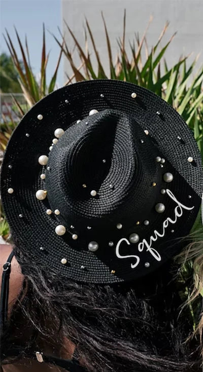 Bride Squad Pearl Cowboy Sun Hat | Bachelorette Party Gift