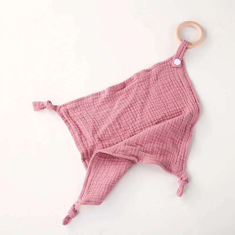 Wooden Ring Baby Drool Bib & Burp Cloth – Soft Cotton Washcloth