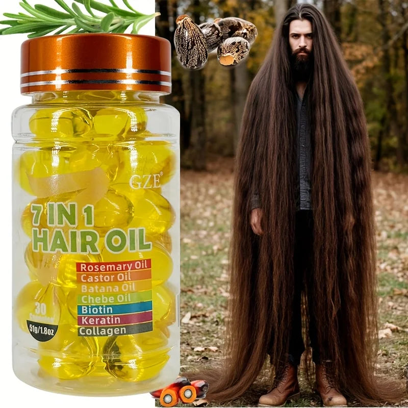 GZE 7-in-1 Hair Oil | Rosemary, Castor, Biotin & Collagen Hair Treatment Oil Peaceful Pleasures Health and Wellness