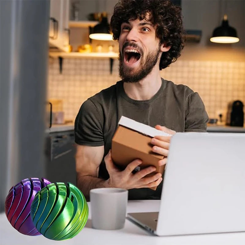 Slime Ball Fidget Toy 3D Printed Twistsphere Fidget Toy Gear Liquid Flow Ball With Rotating Design Anxiety Relief Toys For Offic Peaceful Pleasures Health and Wellness