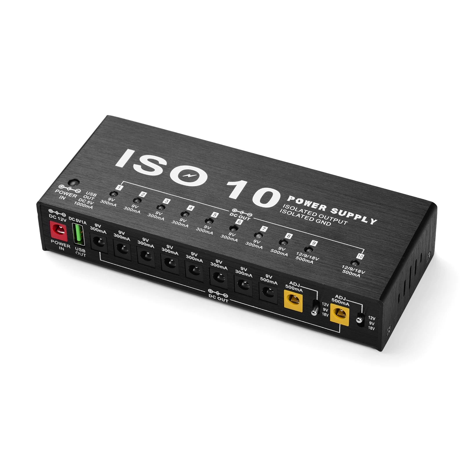 MOSKYAudio ISO-10 Portable Guitar Effect Power Supply Station 10 Isolated DC Outputs & One 5V USB Output for 9V 12V 18V Guitar Peaceful Pleasures Health and Wellness