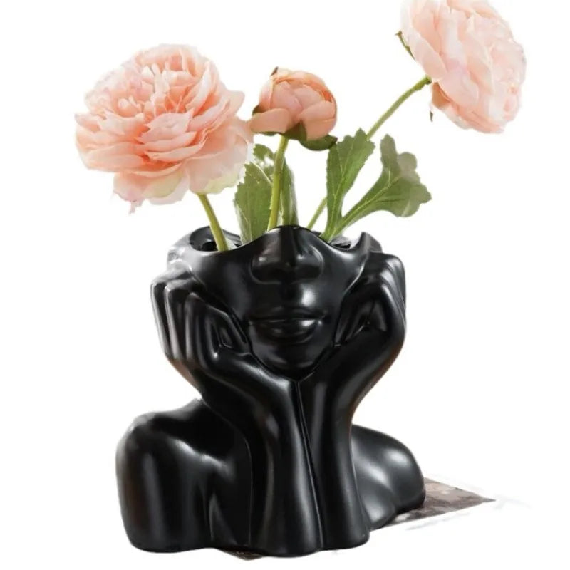 2026 Resin Vase Gold White Black Human Body Shaping Art Flower Planter Personalized And Creative Decoration Handicrafts Ornament Peaceful Pleasures Health and Wellness