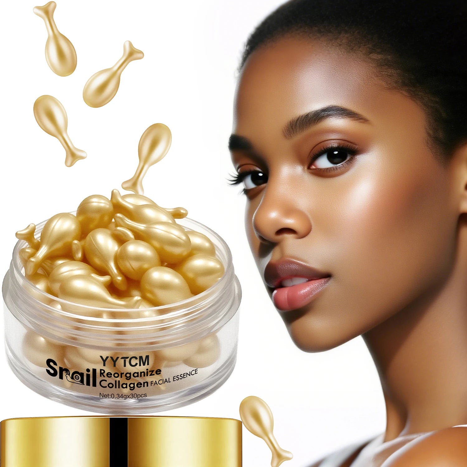 Snail Recombinant Collagen Serum Capsules – Hydrating, moisturizing, and firming essence; smooths skin. Formulated with squalane Peaceful Pleasures Health and Wellness