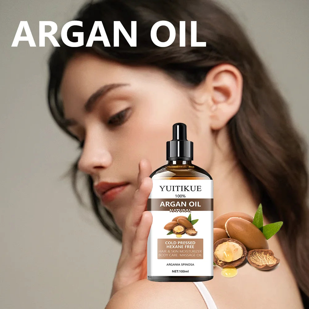 100% Moroccan Argan Oil Serum - Suitable for Hair, Skin, and Body, Enhances Shine and Softness, Multipurpose Moisturizer Peaceful Pleasures Health and Wellness