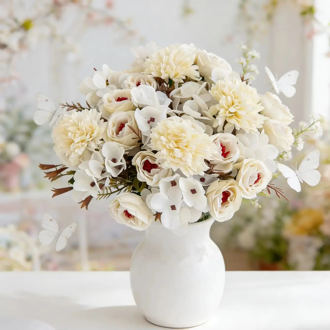 Silk Rose Artificial Flowers Bouquet – Wedding & Home Decor