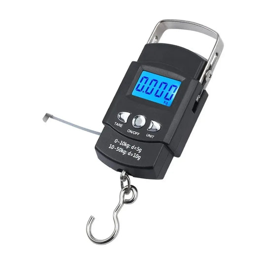 Portable Hanging Handheld Electronic Scale 50kg 10g LCD Display with 100cm Tape Measure for Travel Fishing Baggage Suitcase Peaceful Pleasures Health and Wellness 50kg