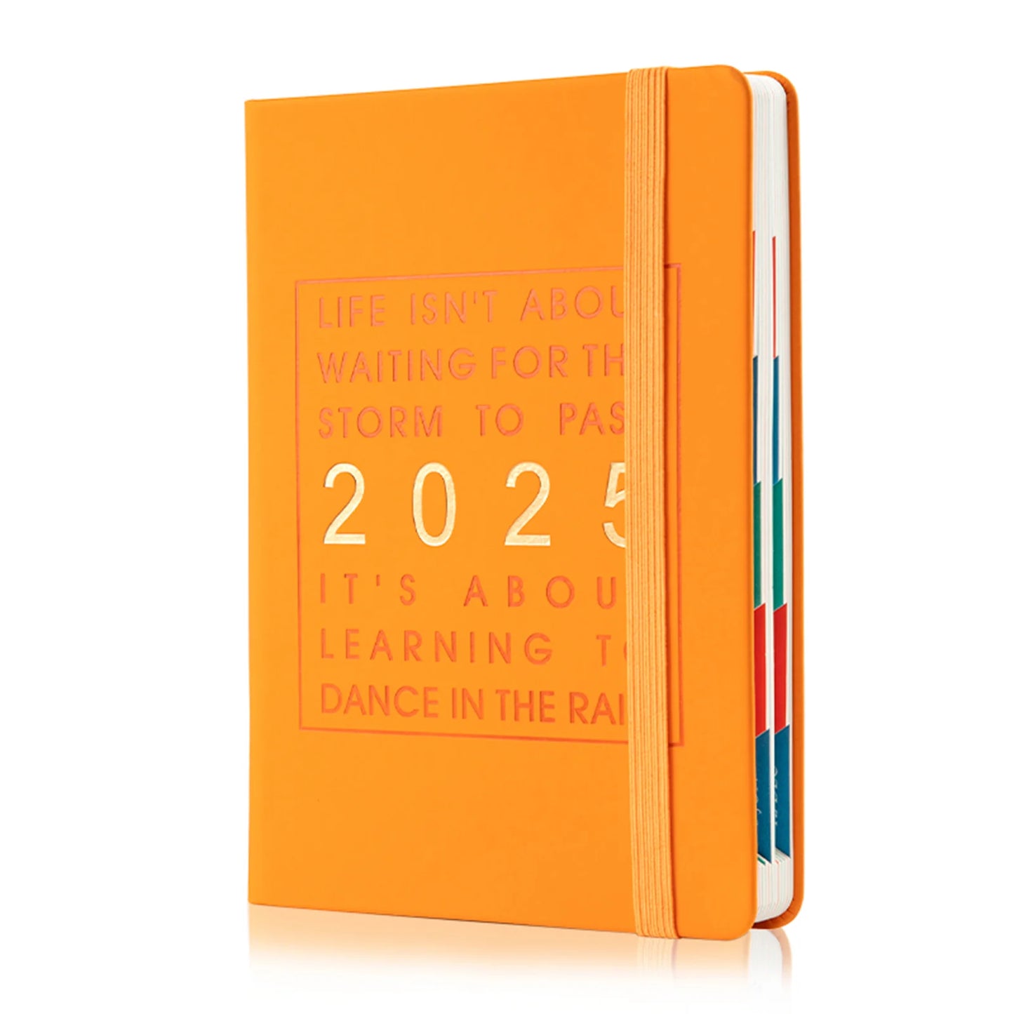 2025 Yearly English Schedule Book 365-day Planner Notebook Time Management Organiser Daily Learn Goal Planner Efficiency Manual Peaceful Pleasures Health and Wellness Orange