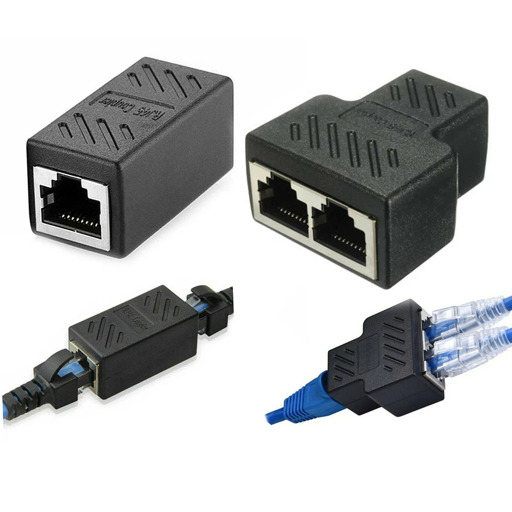Ethernet Cable Extender Female 1 To 2 Ways Coupler Network Connector RJ45 Splitter Adapters Peaceful Pleasures Health and Wellness