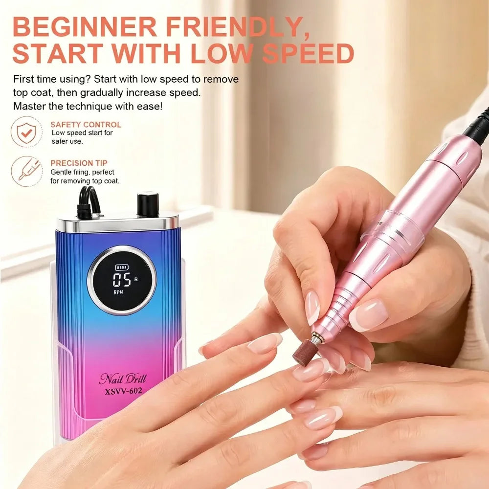 45,000 RPM Rechargeable Electric Nail Drill | Gel Polish Remover