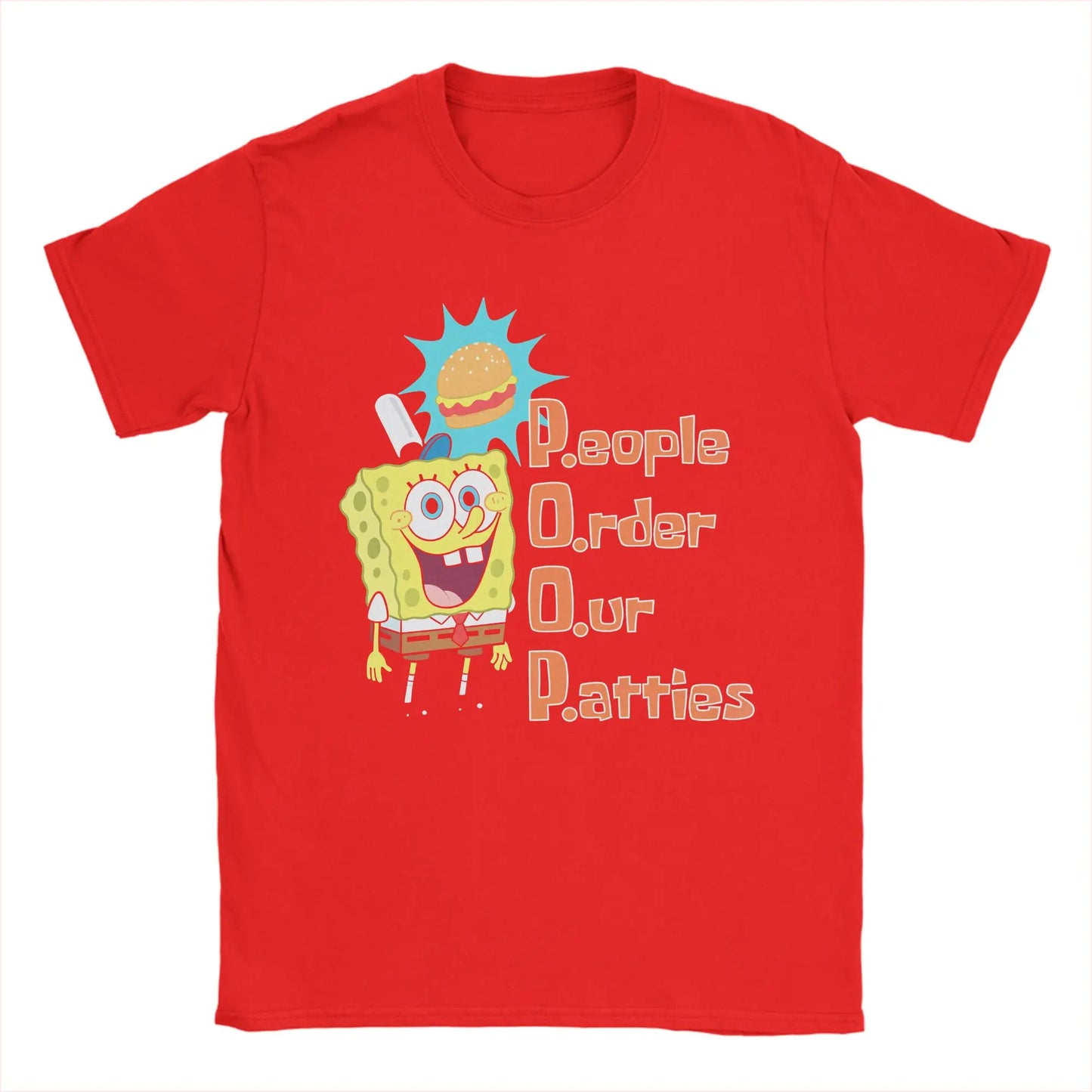 S-Spongebobs Men's T Shirt Novelty Tee Shirt Short Sleeve Round Neck T-Shirt 100% Cotton Summer Clothes Peaceful Pleasures Health and Wellness Red S