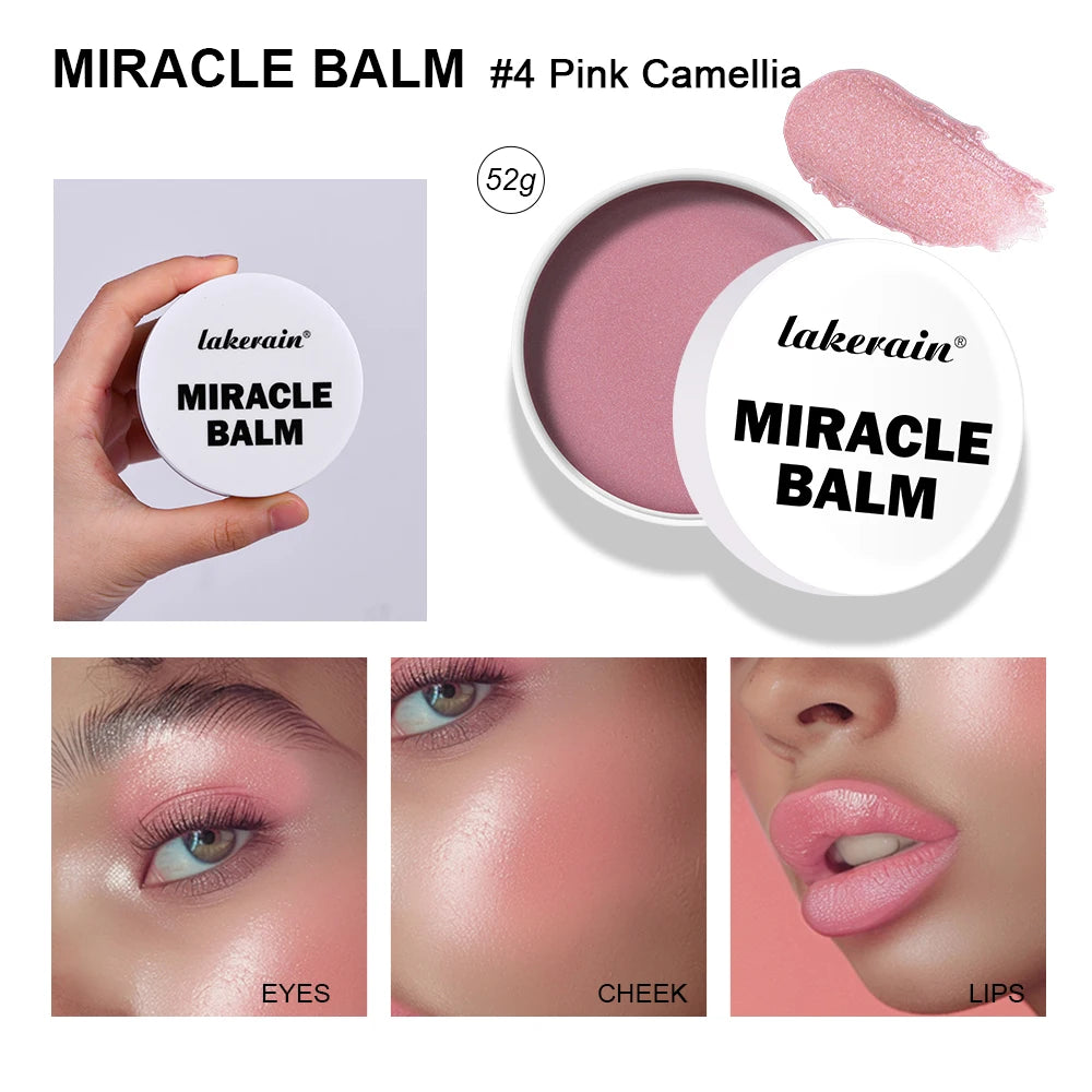 Miracle Balm Multi Glow Balm Cream Blush for Cheeks Blush Balm Face Makeup Radiant Finish Hydrating Creamy Lightweight Cosmetic Peaceful Pleasures Health and Wellness 4Pink Camellia