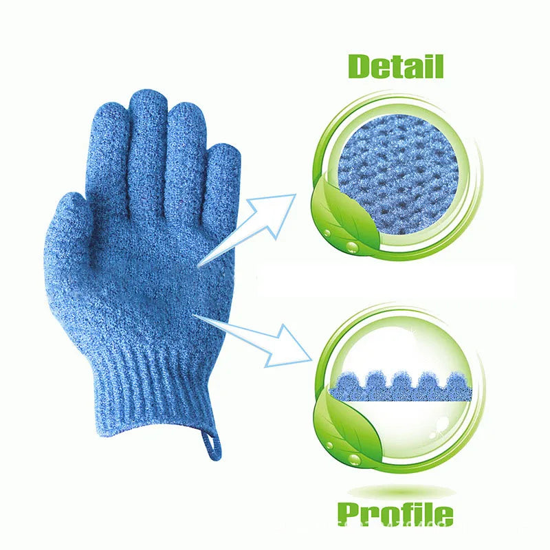 Shower men's and women's exfoliating gloves, dual texture body scrub gloves, dead skin remover suitable for home SPA massage (1 Peaceful Pleasures Health and Wellness blue