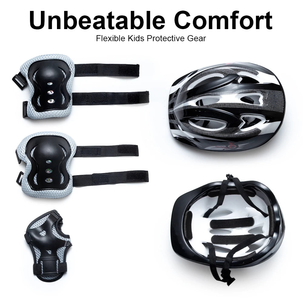 Kids 7-Piece Helmet & Protective Gear Set | Ages 3–15 Bike Skating Kids Protective Gear Set Peaceful Pleasures Health and Wellness