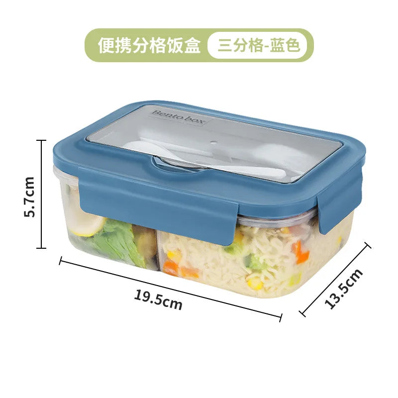 Transparent Lunch Box for Kids Food Storage Container with Lids Leak-Proof Microwave Food Warmer Snacks Bento Box Japanese Style Peaceful Pleasures Health and Wellness sky blue 1500ML