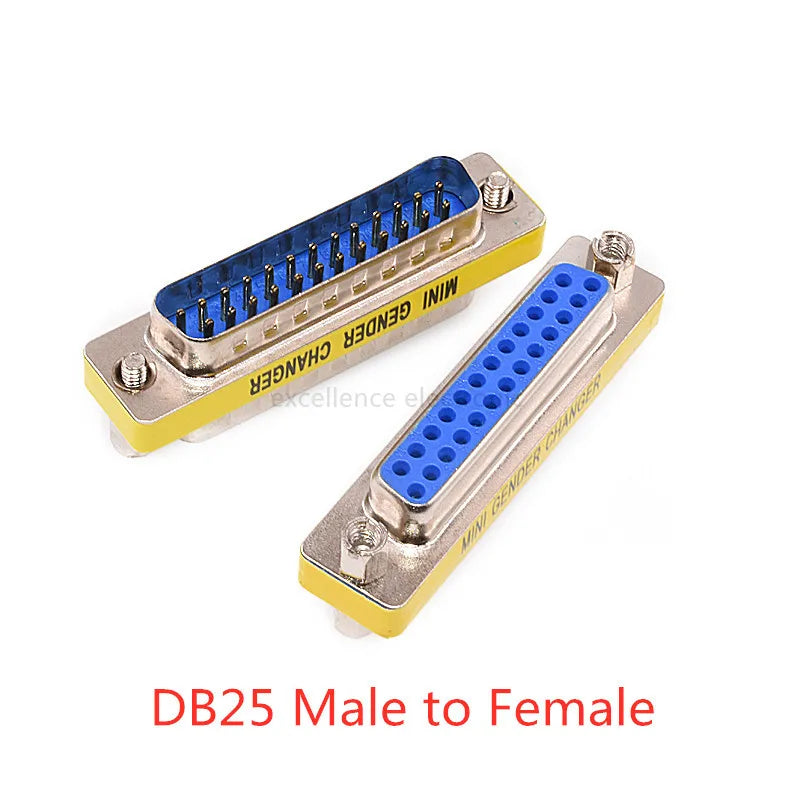2PCS DB9 DB15 DB25 Gender Changer Adapter RS232 Com D-Sub To Male Female VGA Plug Connector 3Row 15Pin Peaceful Pleasures Health and Wellness DB25 Male to Female