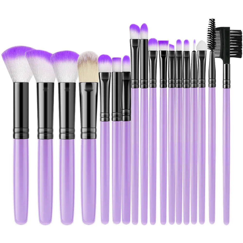 18-Piece Synthetic Kabuki Makeup Brush Set | Foundation & Eye