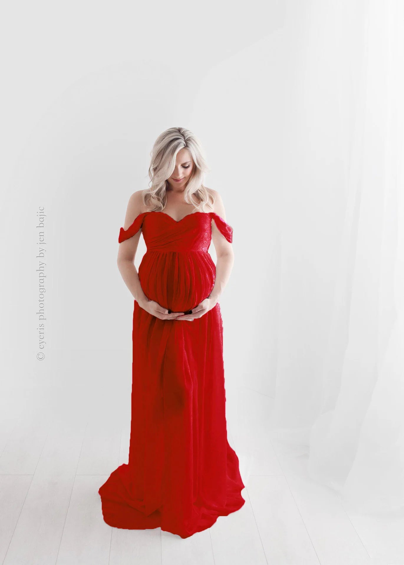 Deep V-Neck Lace Feather Maternity Gown | Photo Shoot Dress Maternity Photography Dress Peaceful Pleasures Health and Wellness F red M China Mainland