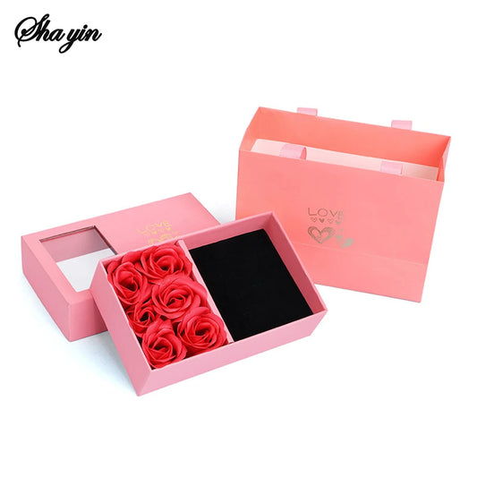 Jewelry Box Immortal Flower Jewelry Box Roses Window Valentine's Day Mother's Day Gift Box Ring Earrings Pendant Necklace Box Peaceful Pleasures Health and Wellness