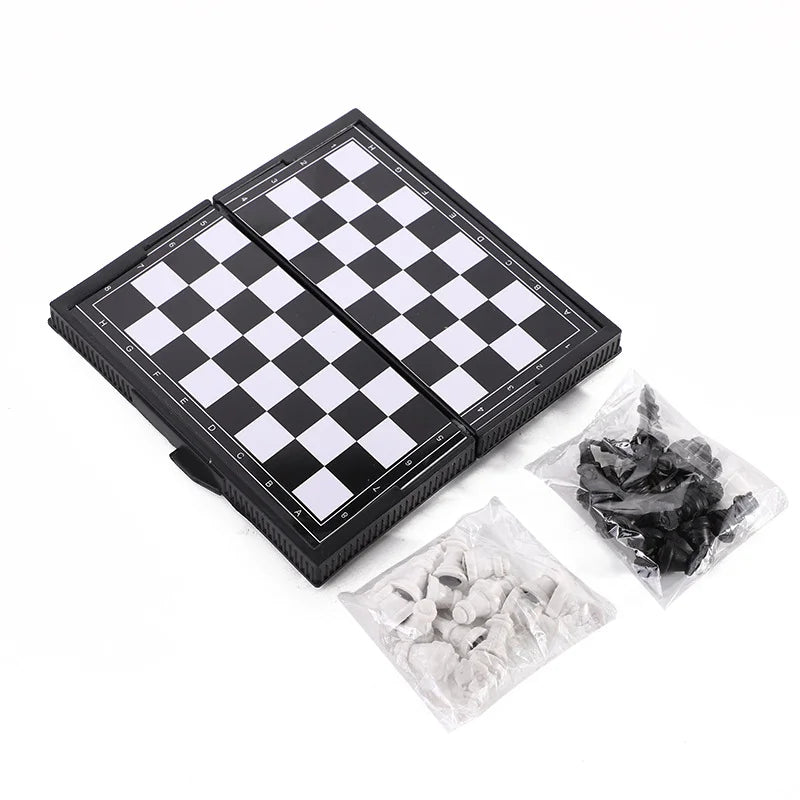 Mini Magnetic Chess Set for Kids - Portable Folding Plastic Chessboard Outdoor Friendly Travel Board Game Peaceful Pleasures Health and Wellness