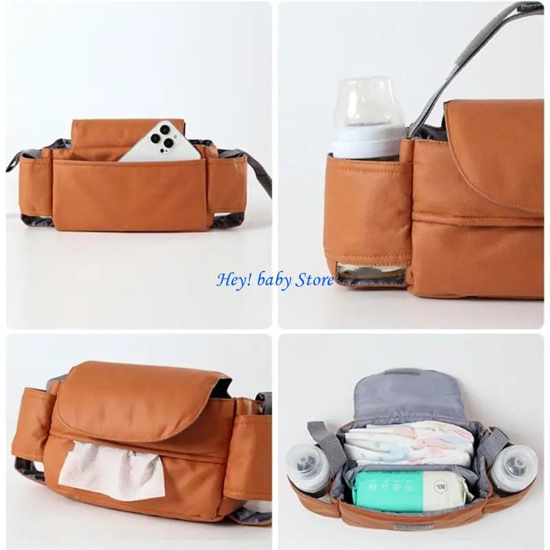 Baby Stroller Caddy Organizer | Insulated Cup Holder & Pockets
