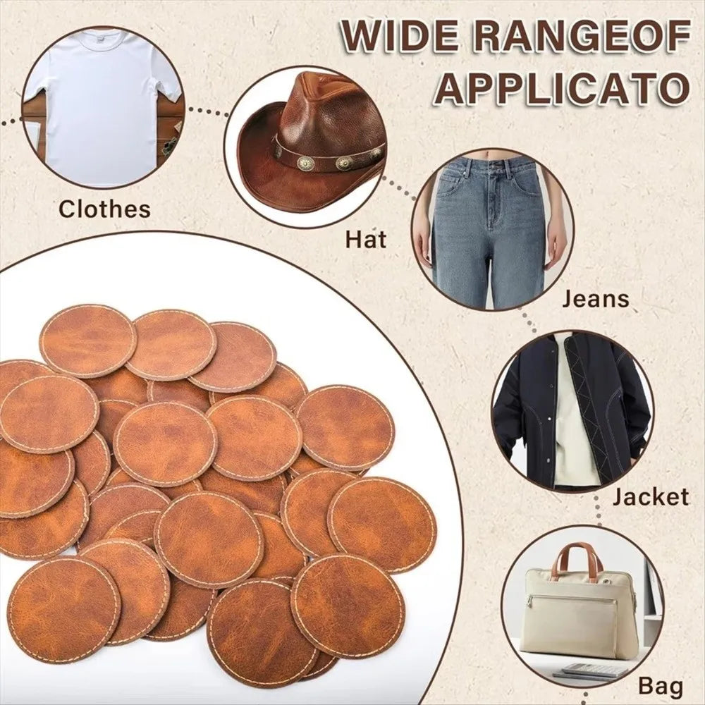 PU Leather Blank Hat Patches 6.3cm Brown – 5 or 10 Pack